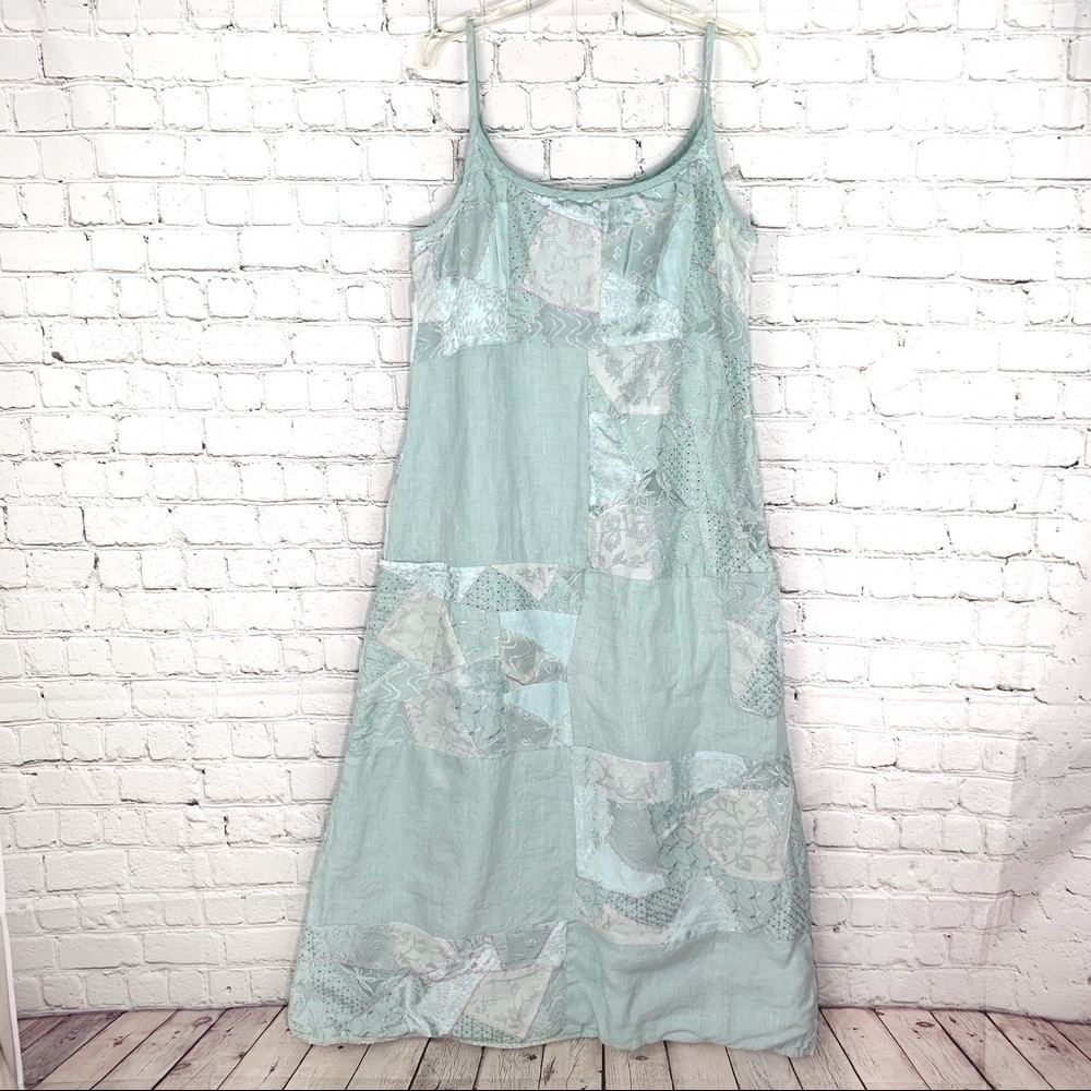 Euc-tera Bora Designer Italian Linen PatchWork Lagenlook Fully Lined  Maxi Dress